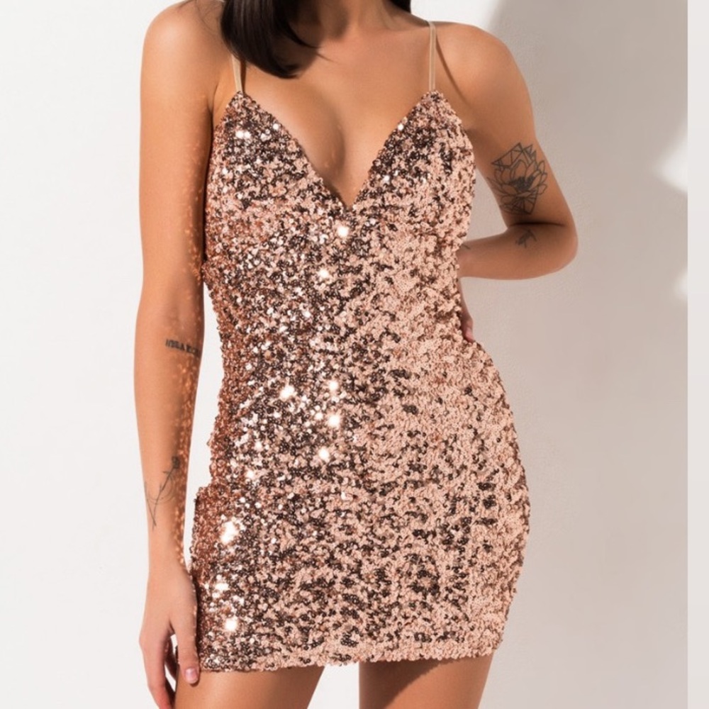 Akira Sequin Gold Dress